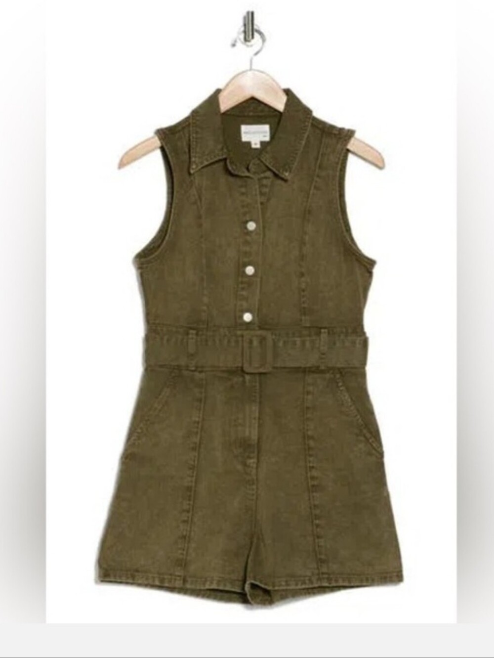 Avec Les Filles $149 Olive Green Sleeveless Utility Romper NWT